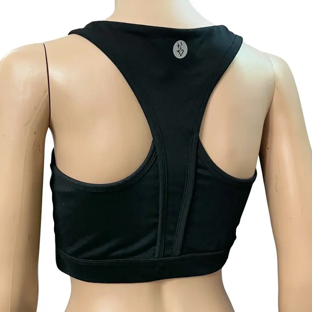 Torrid Zip Front Low Impact Sports Bra 1X Wireless Racerback Black Activewear